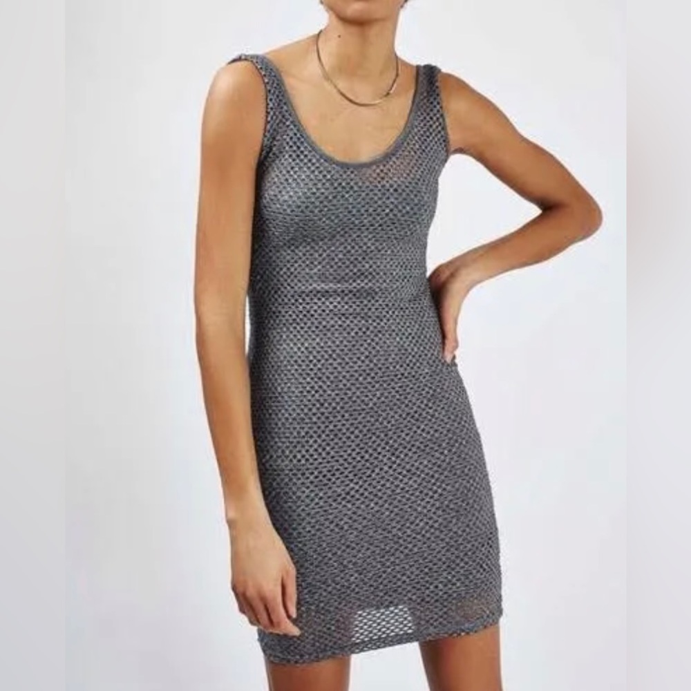 Topshop gray mesh dress